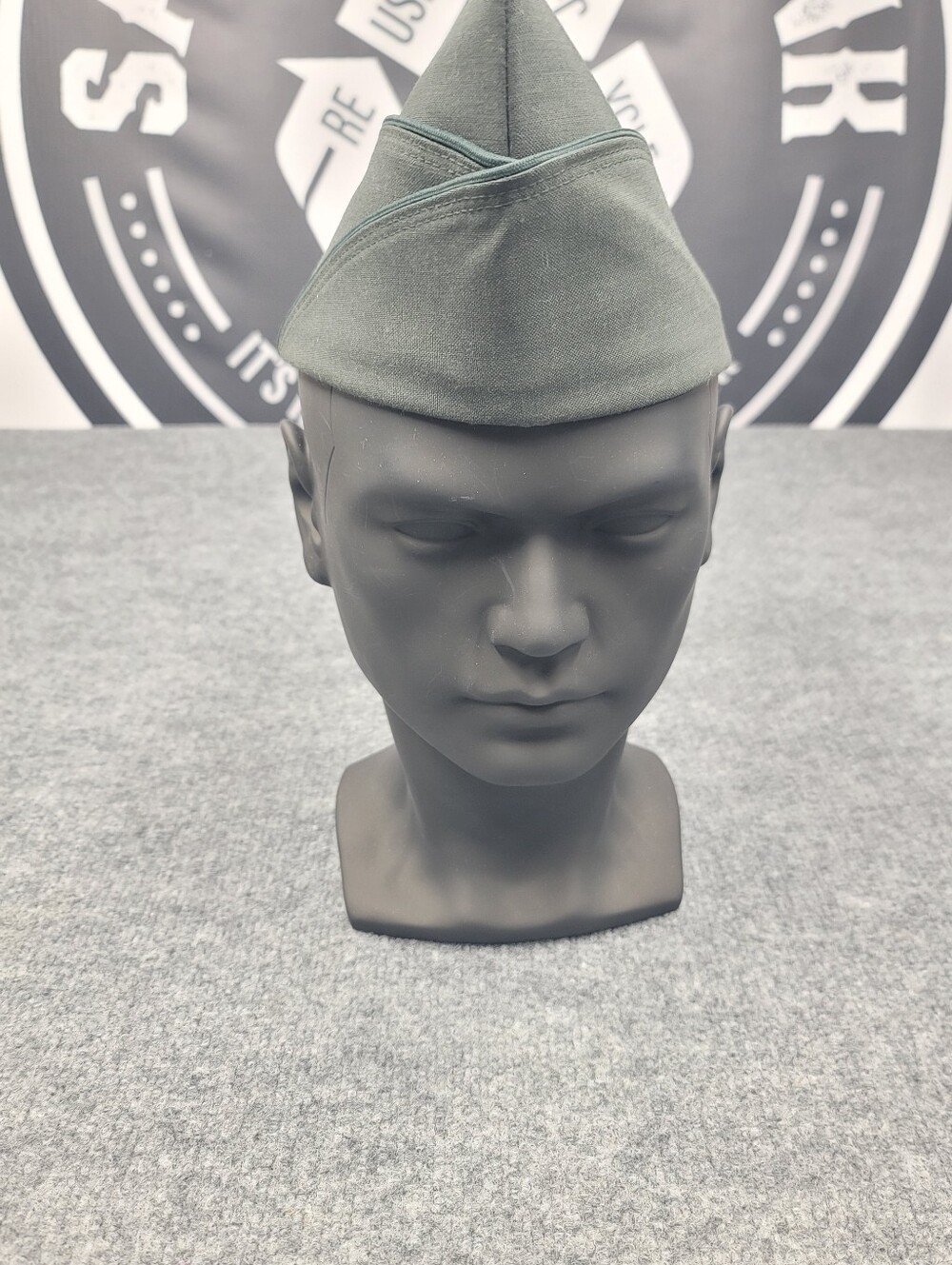 Vintage 70s Wool Garrison Cap US Army Green Gabardine Size 6 7/8